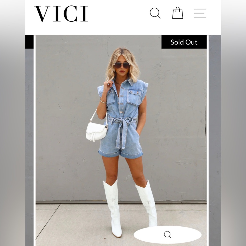 I am selling a VICI denim romper. It’s super cute